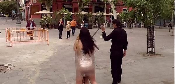  Naked sluts wrapped in nylon in public